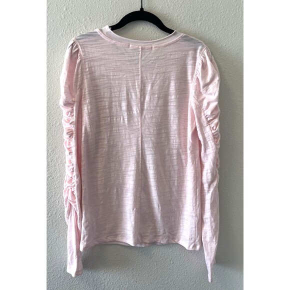We The Free People Top Size Small Pink Knit Natasha Ruched Ruffle Long Sleeve - Picture 9 of 16